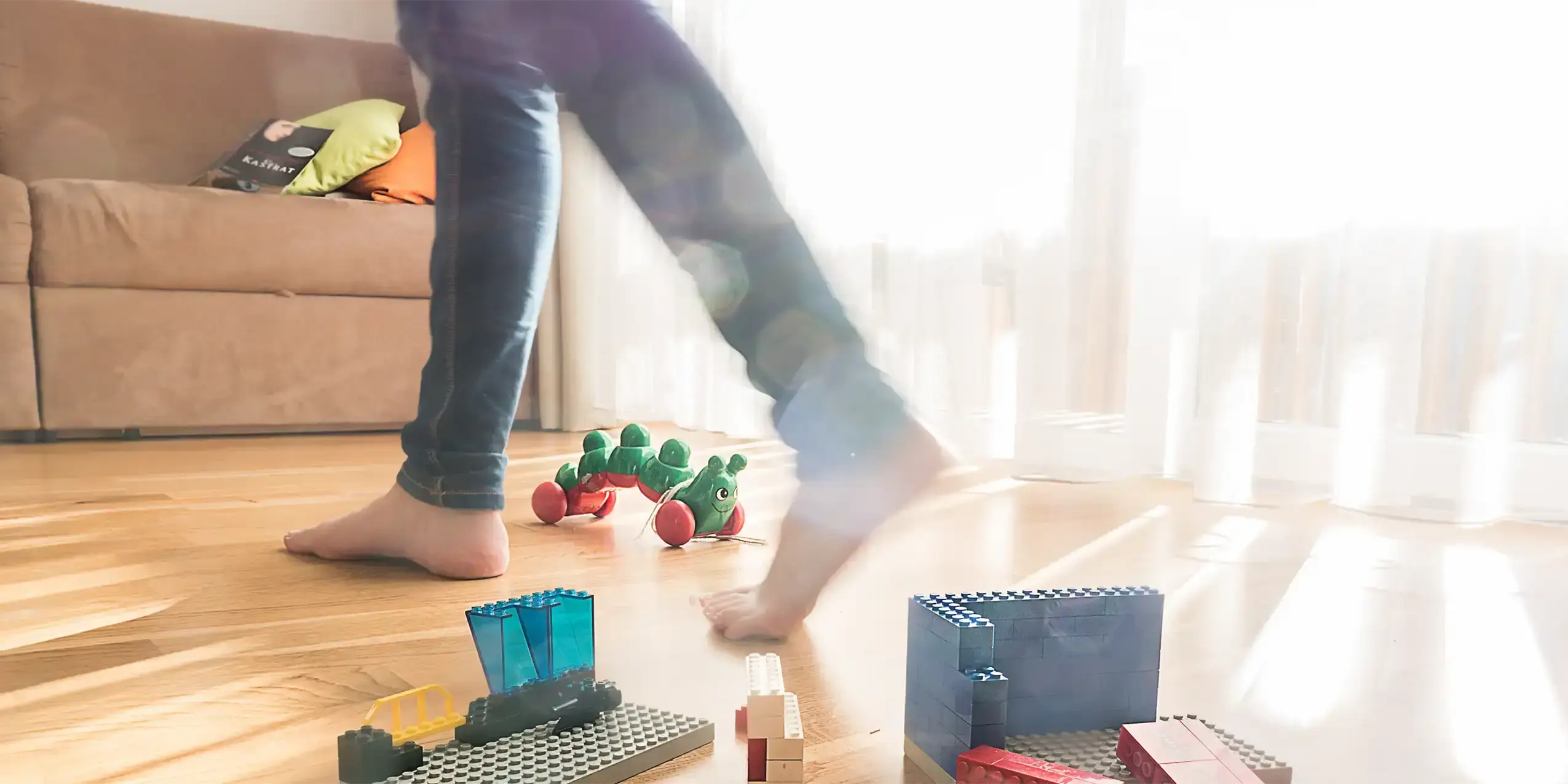 Children's toys lie on the floor